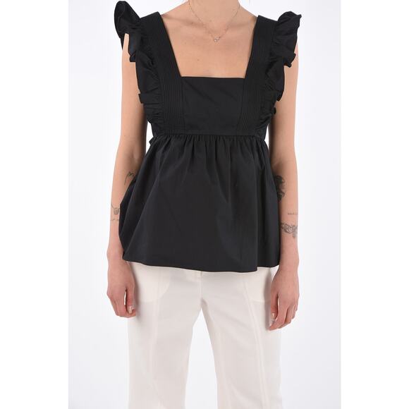 Self-Portrait Draped Sleeve Top with Back Neckline Size US 8 casual summer open - Picture 1 of 8